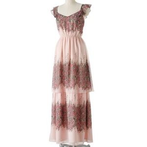 Lauren Conrad pink watercolor floral maxi dress SM